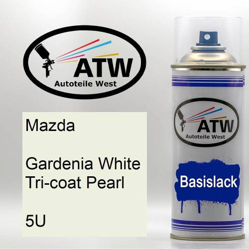 Mazda, Gardenia White Tricoat Pearl, 5U: 400ml Sprühdose, von ATW Autoteile West.